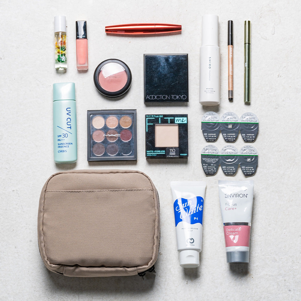 サスティナブル R-PET 撥水抗菌 中身が一目でわかる スクエア メイク 化粧ポーチ