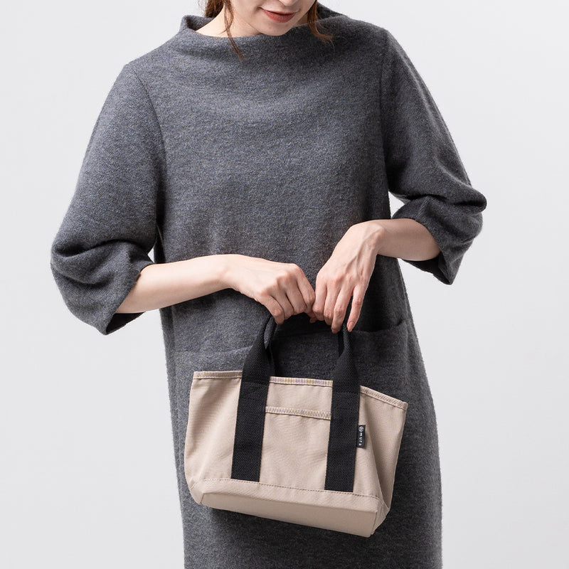 R-PET(リサイクルポリエステル) 撥水 抗菌 仕切り付き ミニ トートバッグ