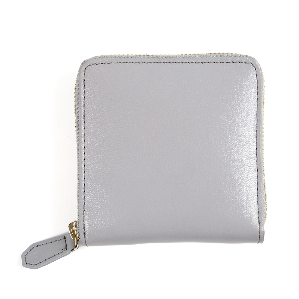 ラウンドファスナー ゴートレザー スキミング防止機能付き スクエア 二つ折り財布