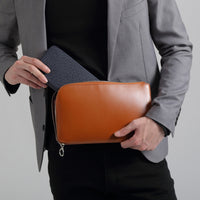 コードバン調/カーボン レザー L字ファスナー コンパクト クラッチバッグ