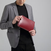 コードバン調/カーボン レザー L字ファスナー コンパクト クラッチバッグ