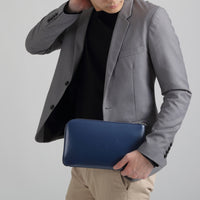 コードバン調/カーボン レザー L字ファスナー コンパクト クラッチバッグ