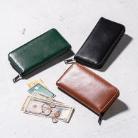 ラウンドファスナー ゴートレザー スキミング防止機能付き 長財布