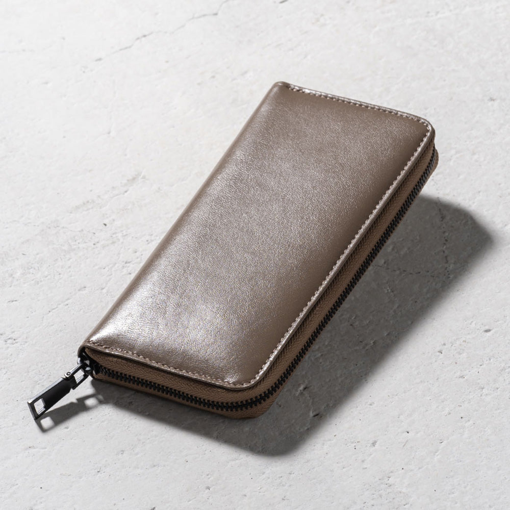ラウンドファスナー ゴートレザー スキミング防止機能付き 長財布