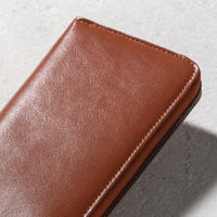 ラウンドファスナー ゴートレザー スキミング防止機能付き 長財布