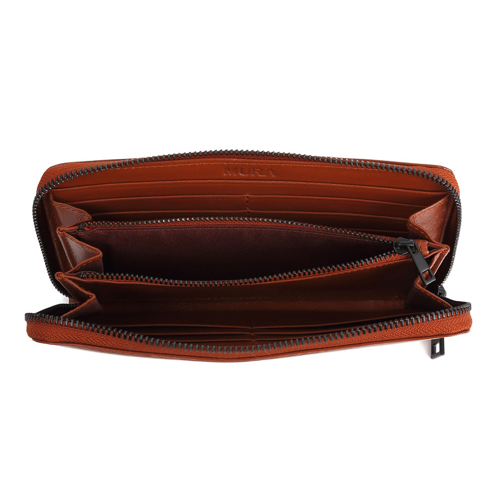 ラウンドファスナー ゴートレザー スキミング防止機能付き 長財布