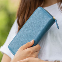 イタリアンレザー シュリンクレザー スキミング防止機能付き ラウンドファスナー 長財布