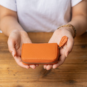 イタリア製シュリンクレザー スキミング防止機能付 じゃばら コンパクト カードケース