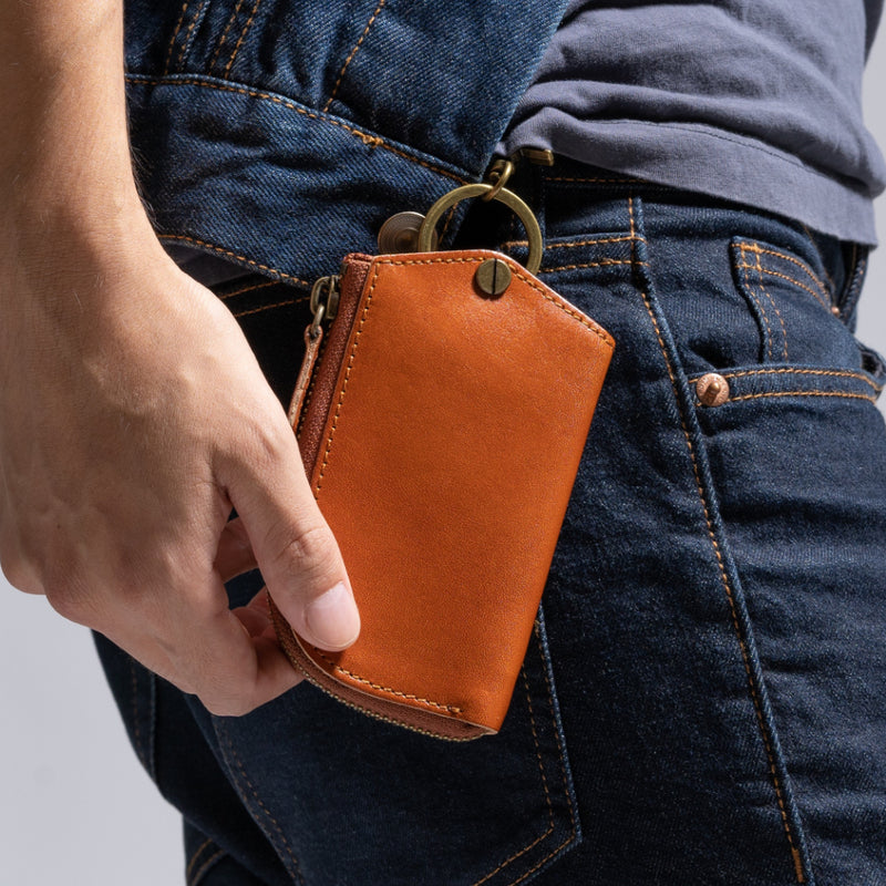 イタリアンレザー Ｌ字ファスナー カードキー対応 スマート キーケース