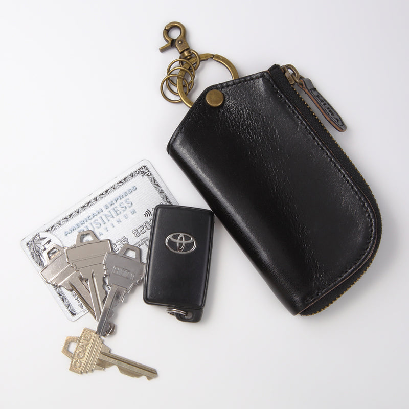 イタリアンレザー Ｌ字ファスナー カードキー対応 スマート キーケース