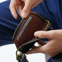 イタリアンレザー Ｌ字ファスナー カードキー対応 スマート キーケース