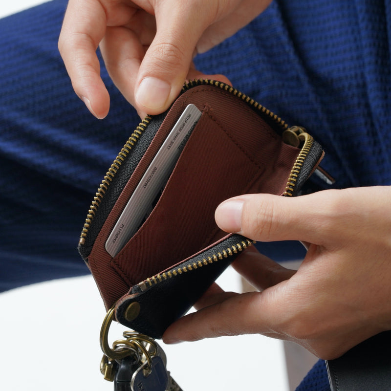 イタリアンレザー Ｌ字ファスナー カードキー対応 スマート キーケース