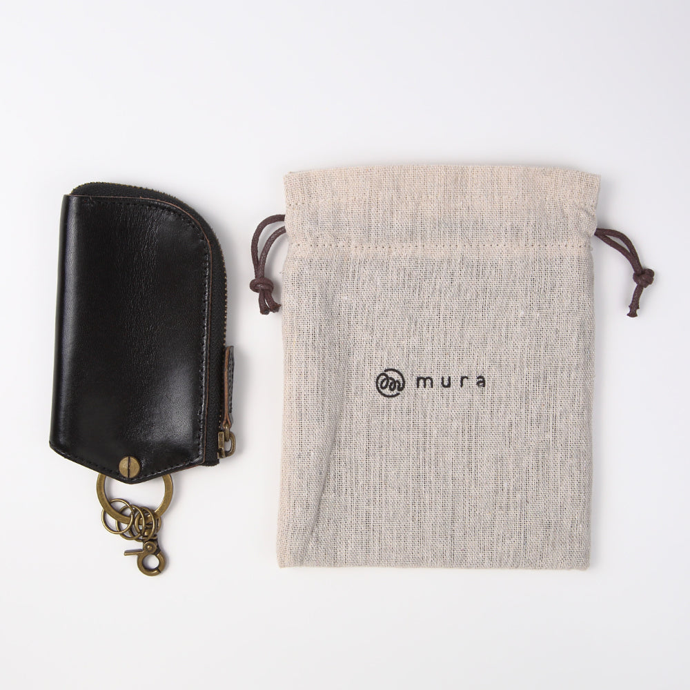 イタリアンレザー Ｌ字ファスナー カードキー対応 スマート キーケース