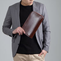 コードバン調/カーボン レザー L字ファスナー コンパクト クラッチバッグ