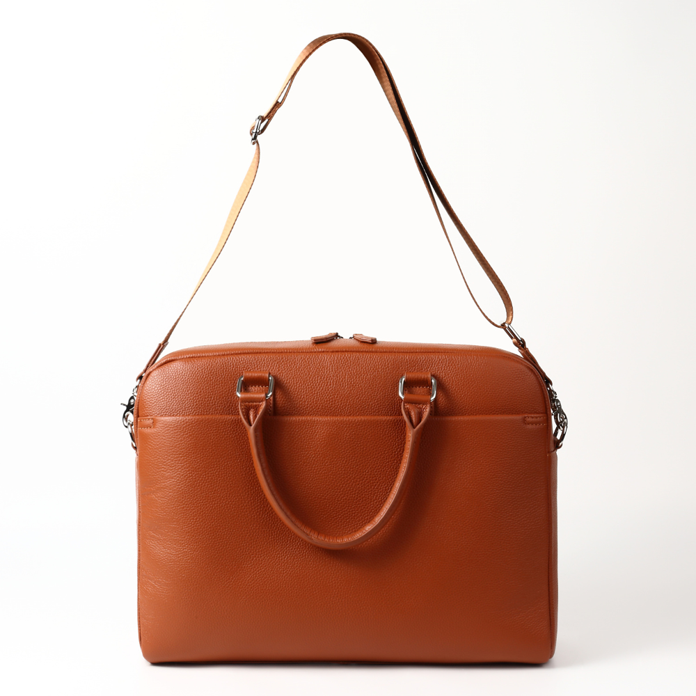 大容量12L ダブルジッパー シュリンクレザー ビジネス ブリーフケース