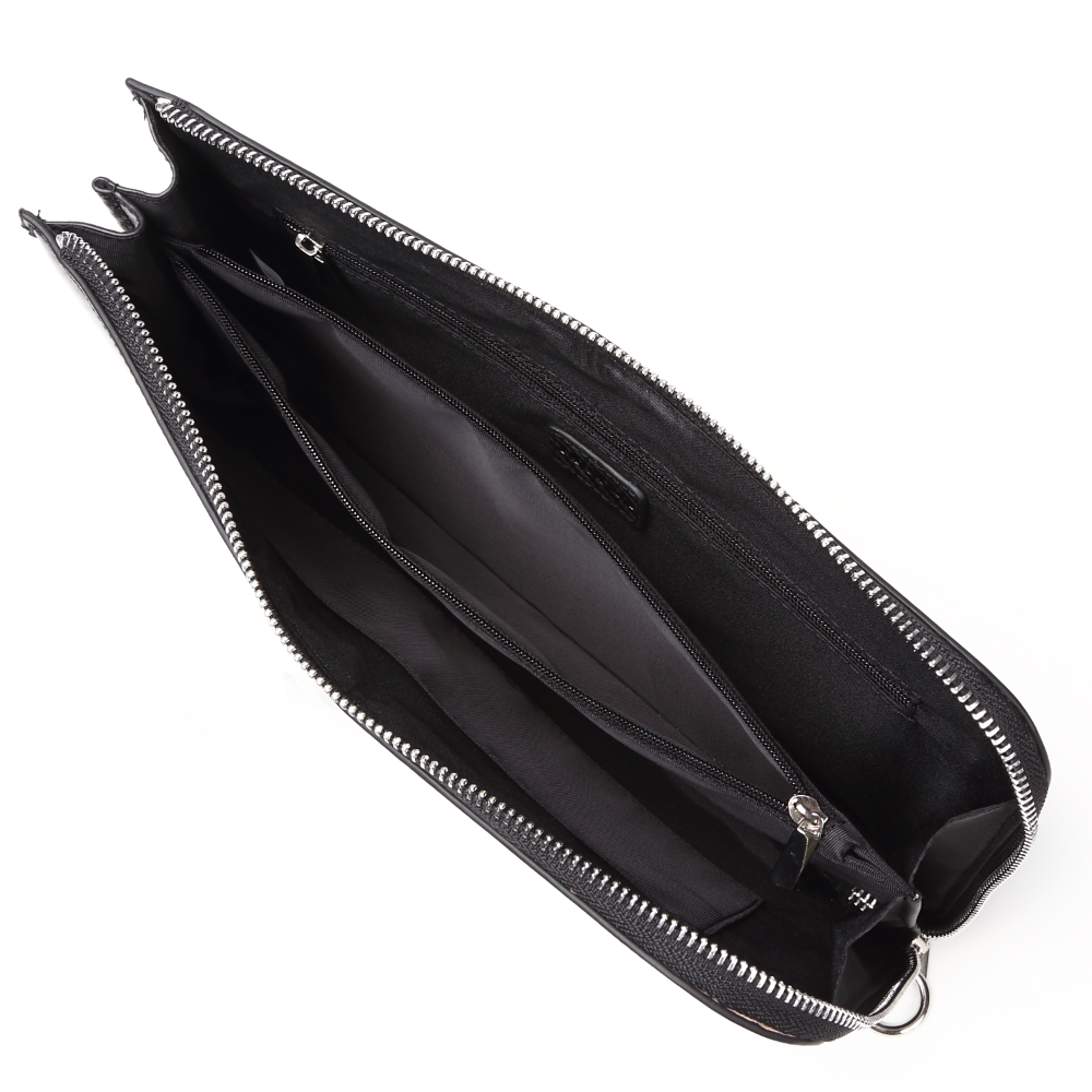 コードバン調/カーボン レザー L字ファスナー コンパクト クラッチバッグ