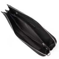 コードバン調/カーボン レザー L字ファスナー コンパクト クラッチバッグ