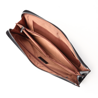 コードバン調/カーボン レザー L字ファスナー コンパクト クラッチバッグ