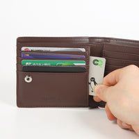 イタリアンレザー スキミング防止機能付き BOX型コイン収納 二つ折り財布